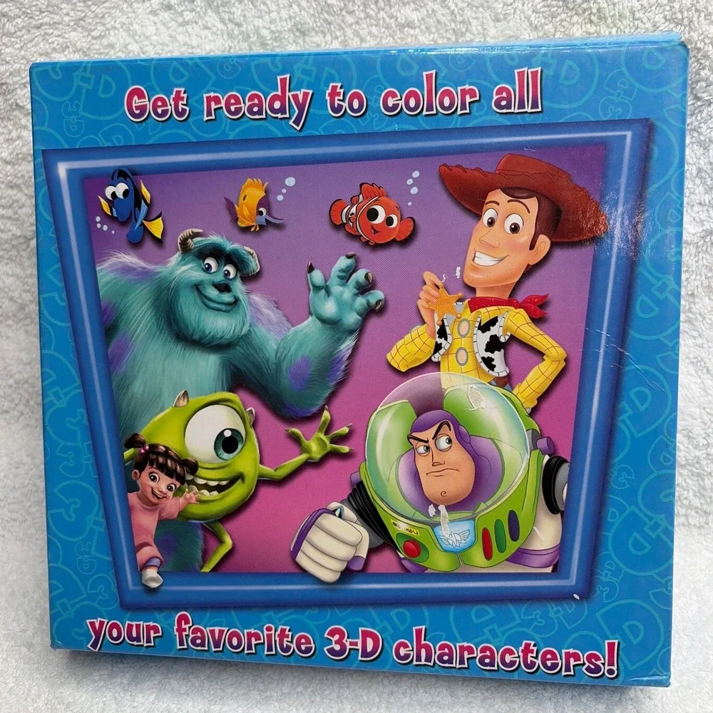 Disney Pixar Color Kit Toy Story Monsters Inc Finding Nemo 6 Books 12 Crayons